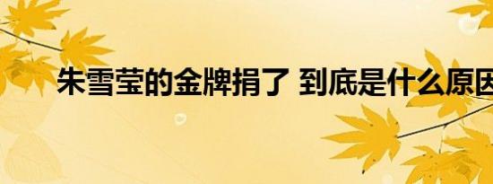 朱雪莹的金牌捐了 到底是什么原因呢