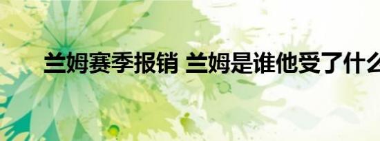 兰姆赛季报销 兰姆是谁他受了什么伤