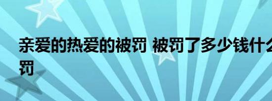 亲爱的热爱的被罚 被罚了多少钱什么原因被罚