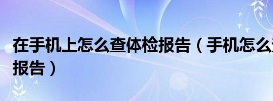 在手机上怎么查体检报告（手机怎么查询体检报告）