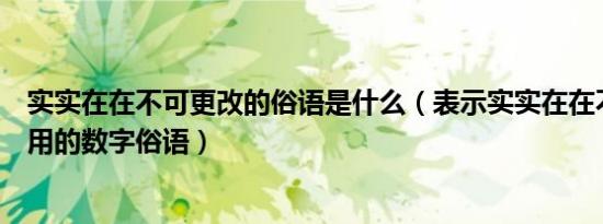 实实在在不可更改的俗语是什么（表示实实在在不可更改时用的数字俗语）