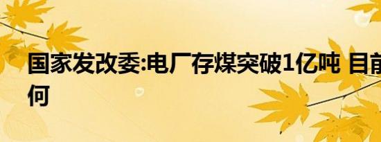 国家发改委:电厂存煤突破1亿吨 目前情况如何
