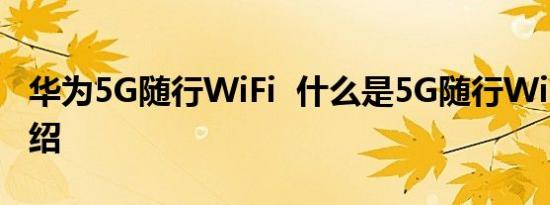 华为5G随行WiFi 什么是5G随行WiFi详细介绍