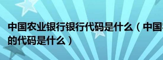 中国农业银行银行代码是什么（中国农业银行的代码是什么）