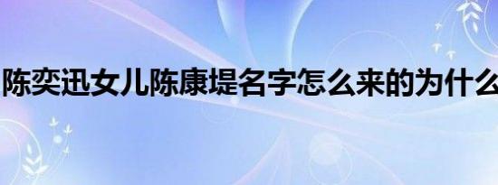陈奕迅女儿陈康堤名字怎么来的为什么这么起