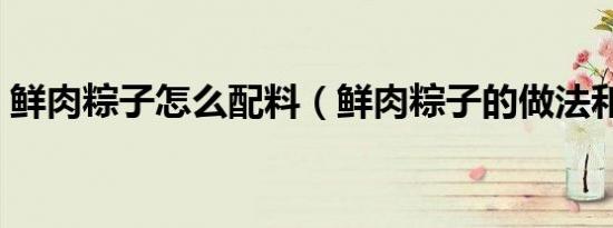 鲜肉粽子怎么配料（鲜肉粽子的做法和配料）