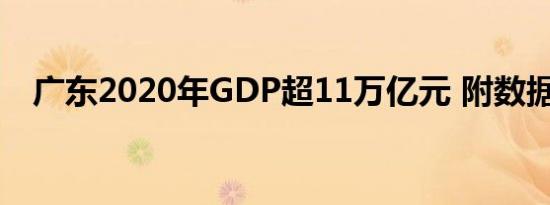 广东2020年GDP超11万亿元 附数据详情
