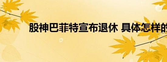 股神巴菲特宣布退休 具体怎样的