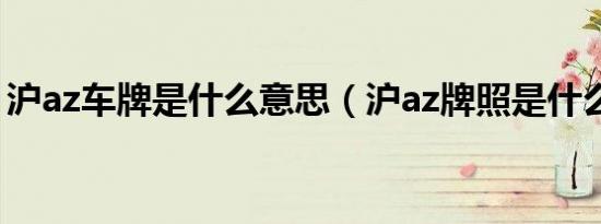 沪az车牌是什么意思（沪az牌照是什么意思）