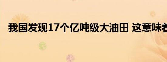 我国发现17个亿吨级大油田 这意味着什么