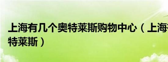 上海有几个奥特莱斯购物中心（上海有几个奥特莱斯）