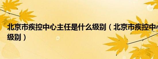 北京市疾控中心主任是什么级别（北京市疾控中心主任什么级别）