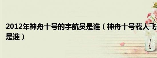 2012年神舟十号的宇航员是谁（神舟十号载人飞船的宇航员是谁）
