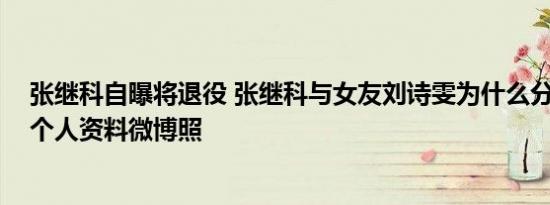 张继科自曝将退役 张继科与女友刘诗雯为什么分手 刘诗雯个人资料微博照