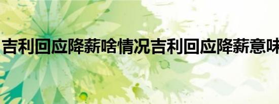 吉利回应降薪啥情况吉利回应降薪意味着什么