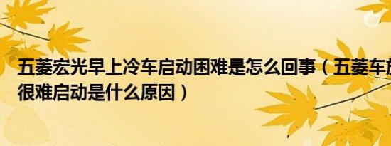 五菱宏光早上冷车启动困难是怎么回事（五菱车放一夜冷车很难启动是什么原因）