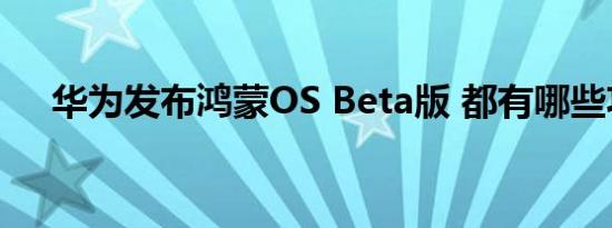 华为发布鸿蒙OS Beta版 都有哪些功能