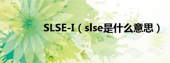 SLSE-I（slse是什么意思）