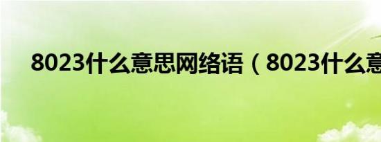 8023什么意思网络语（8023什么意思）