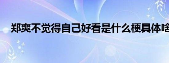 郑爽不觉得自己好看是什么梗具体啥情况