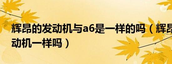 辉昂的发动机与a6是一样的吗（辉昂和a6发动机一样吗）