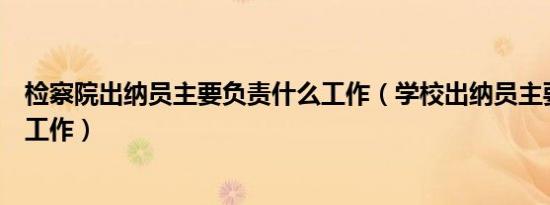 检察院出纳员主要负责什么工作（学校出纳员主要负责什么工作）