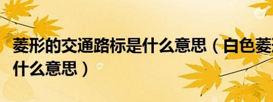 菱形的交通路标是什么意思（白色菱形路标是什么意思）