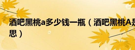 酒吧黑桃a多少钱一瓶（酒吧黑桃A是什么意思）
