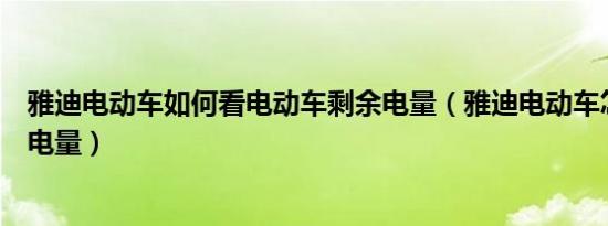 雅迪电动车如何看电动车剩余电量（雅迪电动车怎么看剩余电量）