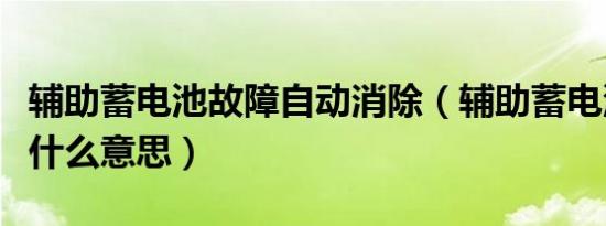 辅助蓄电池故障自动消除（辅助蓄电池故障是什么意思）