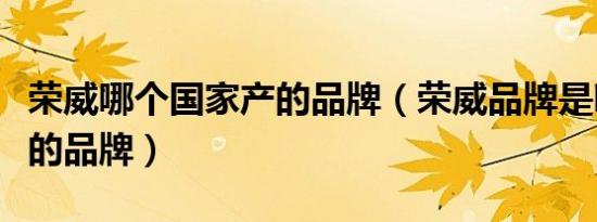 荣威哪个国家产的品牌（荣威品牌是哪个国家的品牌）