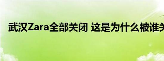 武汉Zara全部关闭 这是为什么被谁关闭的