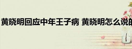 黄晓明回应中年王子病 黄晓明怎么说的（图）