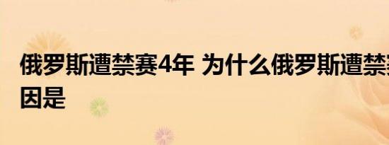俄罗斯遭禁赛4年 为什么俄罗斯遭禁赛禁赛原因是