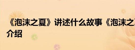 《泡沫之夏》讲述什么故事《泡沫之夏》剧情介绍