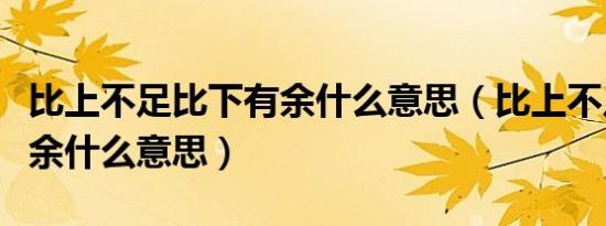 比上不足比下有余什么意思（比上不足比下有余什么意思）