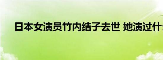 日本女演员竹内结子去世 她演过什么剧