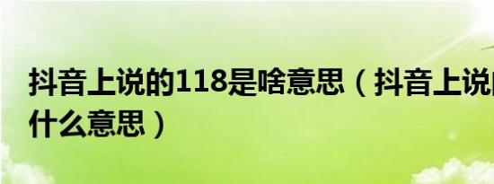 抖音上说的118是啥意思（抖音上说的118是什么意思）