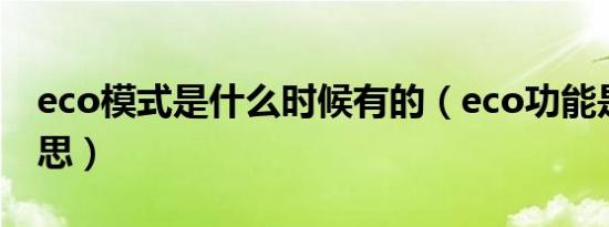 eco模式是什么时候有的（eco功能是什么意思）