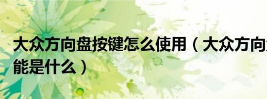大众方向盘按键怎么使用（大众方向盘按键功能是什么）