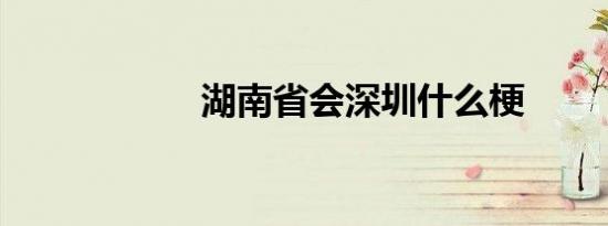 湖南省会深圳什么梗