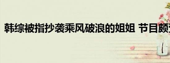 韩综被指抄袭乘风破浪的姐姐 节目颇受争议