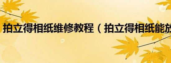 拍立得相纸维修教程（拍立得相纸能放多久）