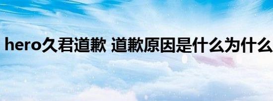 hero久君道歉 道歉原因是什么为什么要道歉