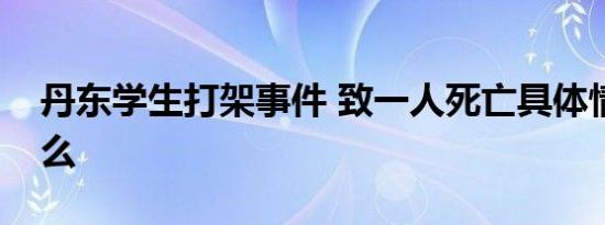 丹东学生打架事件 致一人死亡具体情况是什么