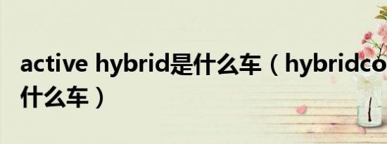 active hybrid是什么车（hybridconcept是什么车）