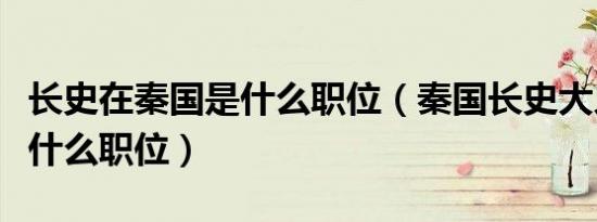 长史在秦国是什么职位（秦国长史大人相当于什么职位）