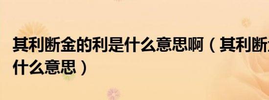 其利断金的利是什么意思啊（其利断金的利是什么意思）