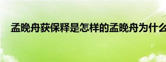 孟晚舟获保释是怎样的孟晚舟为什么被捕