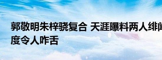 郭敬明朱梓骁复合 天涯曝料两人绯闻劲爆程度令人咋舌